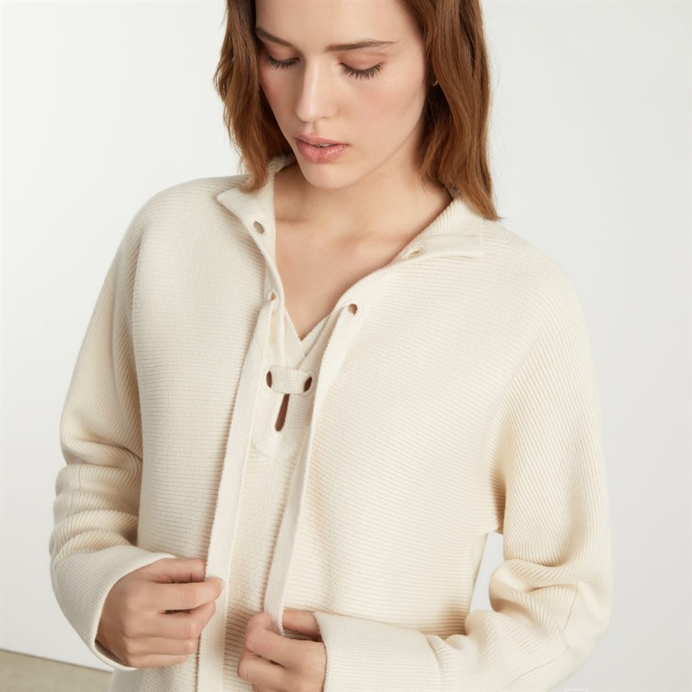 Everlane The Lace-Up Smock Wool Blend Sweater